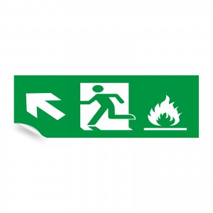 Uscita emergenza con fiamme sinistra alto in Pvc adesivo flessibile da parete
