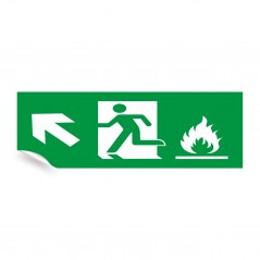 Uscita emergenza con fiamme sinistra alto in Pvc adesivo flessibile da parete