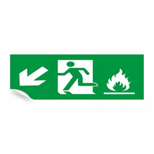 Uscita emergenza con fiamme sinistra basso in Pvc adesivo flessibile da parete
