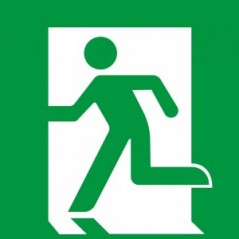 vsafety 21005bp-g condizioni di sicurezza EXIT Sign, Exit Freccia giù sinistra, in plastica, paesaggio, 600 mm x 200 mm, colore: verde