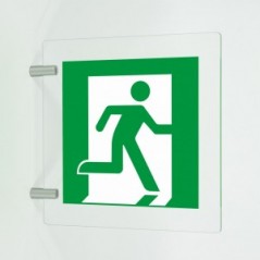 Uscita di emergenza a destra in plex trasp a bandiera - E002