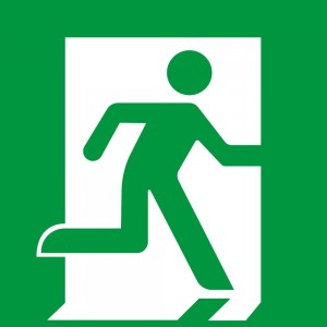 Uscita di emergenza a destra in plex trasp a bandiera - E002