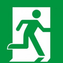 Uscita di emergenza a destra in plex trasp a bandiera - E002
