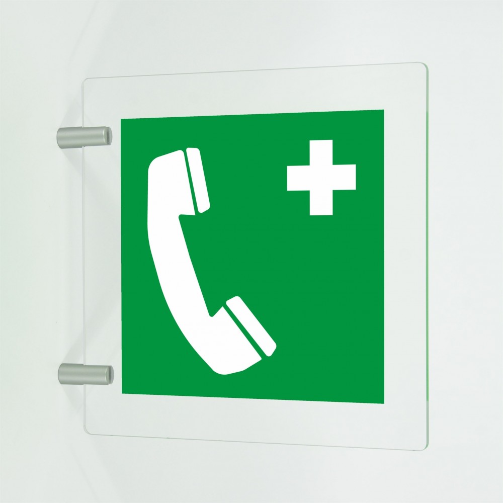 Telefono di emergenza in plex trasp a bandiera - E004