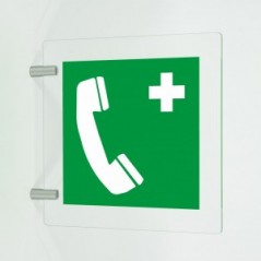 Telefono di emergenza in plex trasp a bandiera - E004