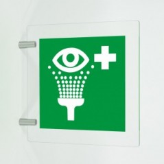 Lavaocchi di emergenza in plex trasp a bandiera - E011