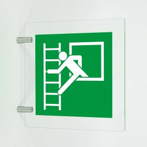 Finestra di emergenza con scala di emergenza in plex trasp a bandiera - E016
