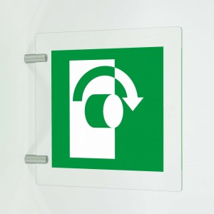 Per aprire, girare in senso orario in plex trasp a bandiera - E019