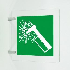 Martello frangivetro in plex trasp a bandiera - E025