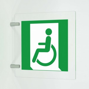 Uscita d'emergenza disabili sinistra in plex trasp a bandiera - E026