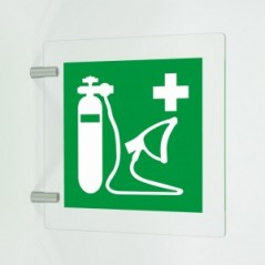 Ossigeno di rianimazione in plex trasp a bandiera - E028