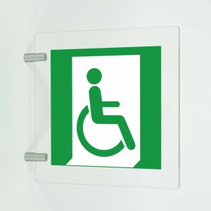 Uscita d'emergenza disabili destra in plex trasp a bandiera - E030