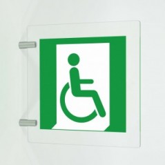 Uscita d'emergenza disabili destra in plex trasp a bandiera - E030