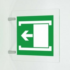 Porta con apertura scorrevole verso sinistra in plex trasp a bandiera - E034