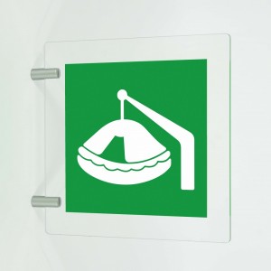 Zattera di salvataggio con alaggio Davit in plex trasp a bandiera - E039