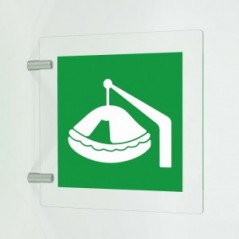 Zattera di salvataggio con alaggio Davit in plex trasp a bandiera - E039