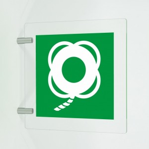 Salvagente con cima in plex trasp a bandiera - E041