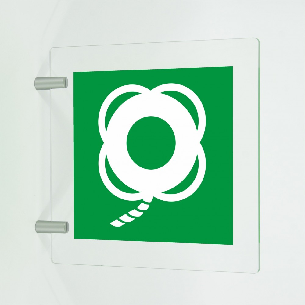 Salvagente con cima in plex trasp a bandiera - E041