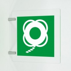 Salvagente con cima in plex trasp a bandiera - E041