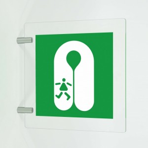 VSafety Cartello Per Porta In Alluminio Spazzolato, 300x100 Mm, Simbolo Istruzioni EN ISO 7010, Con Adesivo
