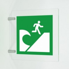 Area di evacuazione Tsunami in plex trasp a bandiera - E062