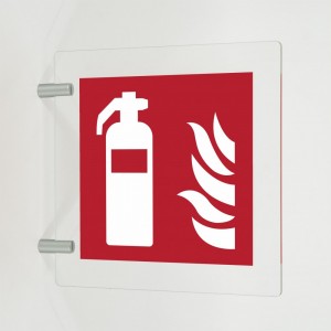 Estintore in plex trasp a bandiera - F001