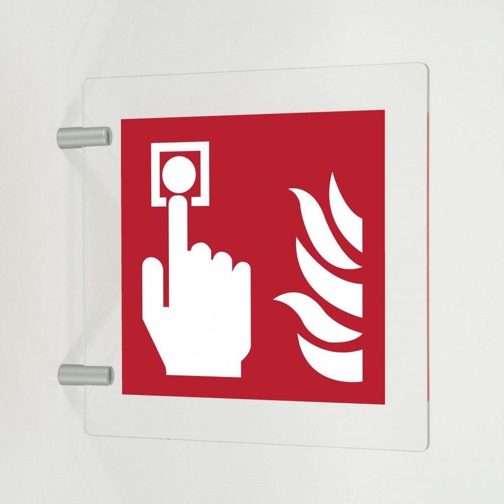 Pulsante di allarme antincendio in plex trasp a bandiera - F005