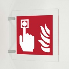 Pulsante di allarme antincendio in plex trasp a bandiera - F005