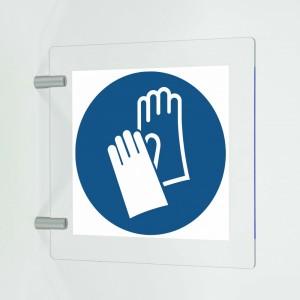 Usare i guanti protettivi in plex trasp a bandiera - M009