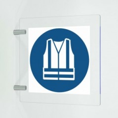 Gilet di sicurezza ad alta visibilità obbligatorio in plex trasp a bandiera - M015