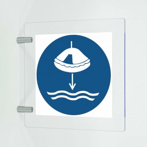 Calare in acqua la zattera di salvataggio nella procedura di lancio in mare in plex trasp a bandiera - M040