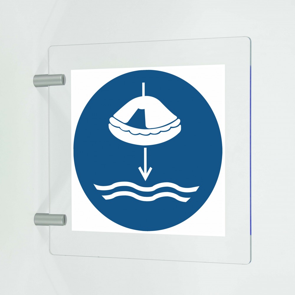 Calare in acqua la zattera di salvataggio nella procedura di lancio in mare in plex trasp a bandiera - M040