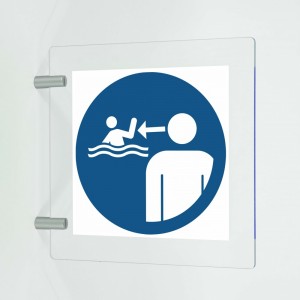 Tenere i bambini sotto sorveglianza nell'ambiente acquatico in plex trasp a bandiera - M054