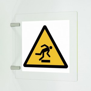 Pericolo di inciampo in plex trasp a bandiera - W007