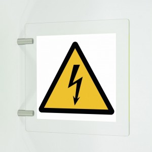 Pericolo elettrico in plex trasp a bandiera - W012