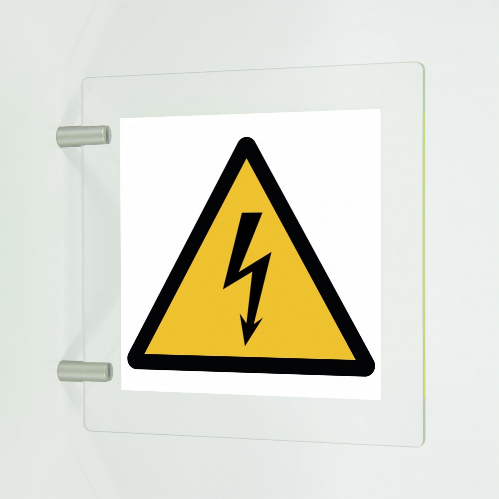 Pericolo elettrico in plex trasp a bandiera - W012