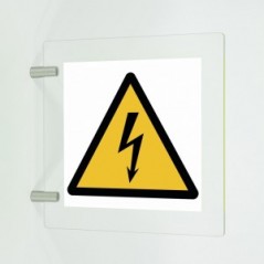 Pericolo elettrico in plex trasp a bandiera - W012