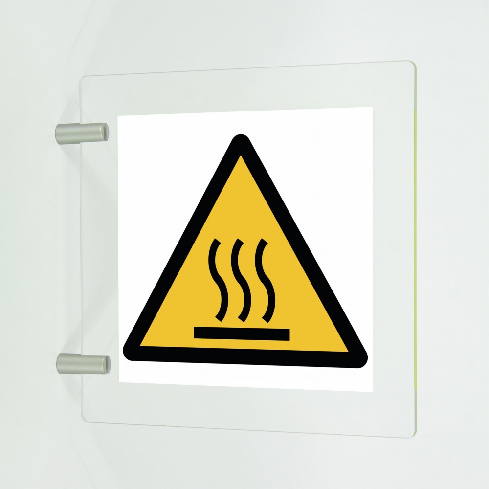 Pericolo di ustione in plex trasp a bandiera - W017