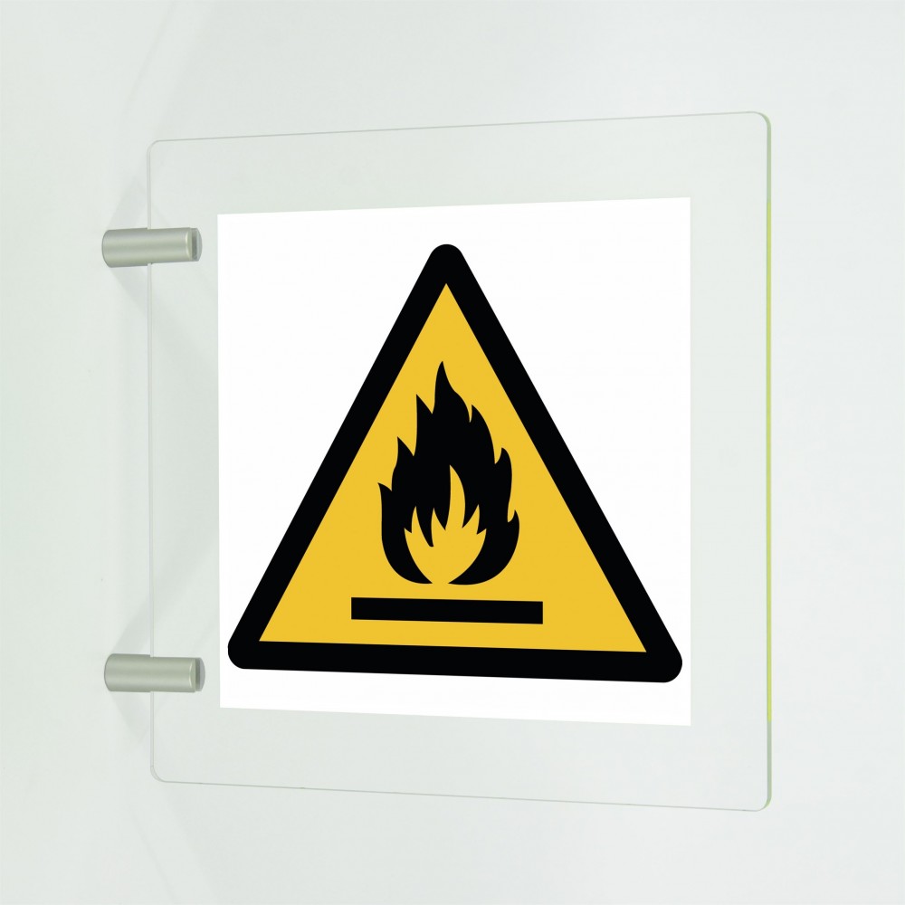 Materiali infiammabili in plex trasp a bandiera - W021