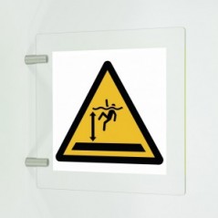 Attenzione acque profonde in plex trasp a bandiera - W047