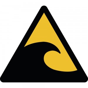 Attenzione zona pericolo tsunami in plex trasp a bandiera - W056
