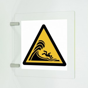 Attenzione onde alte o frangenti in plex trasp a bandiera - W065