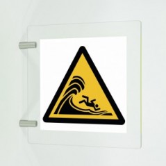 Attenzione onde alte o frangenti in plex trasp a bandiera - W065