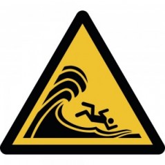 Attenzione onde alte o frangenti in plex trasp a bandiera - W065