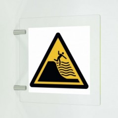 Attenzione spiaggia con improvviso dislivello in plex trasp a bandiera - W066