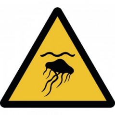 Attenzione meduse in plex trasp a bandiera - W069