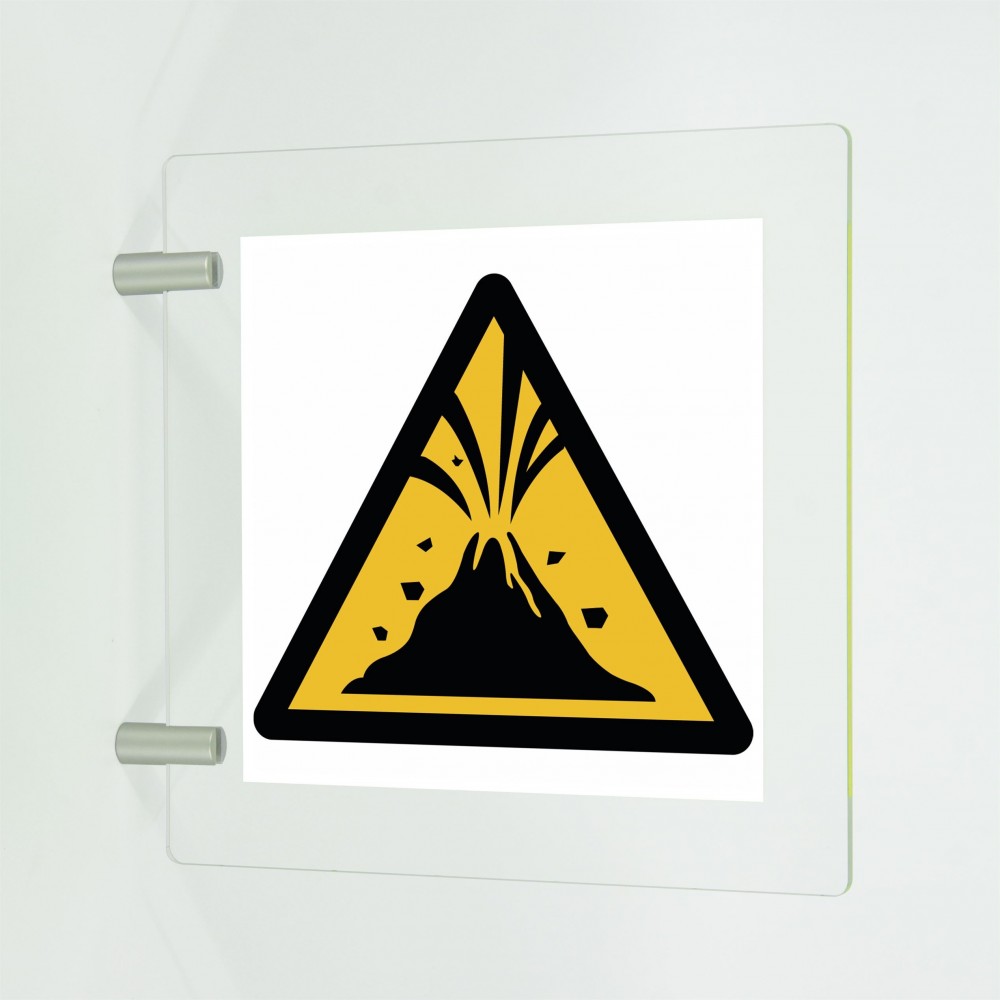Attenzione zona di vulcani attivi in plex trasp a bandiera - W075