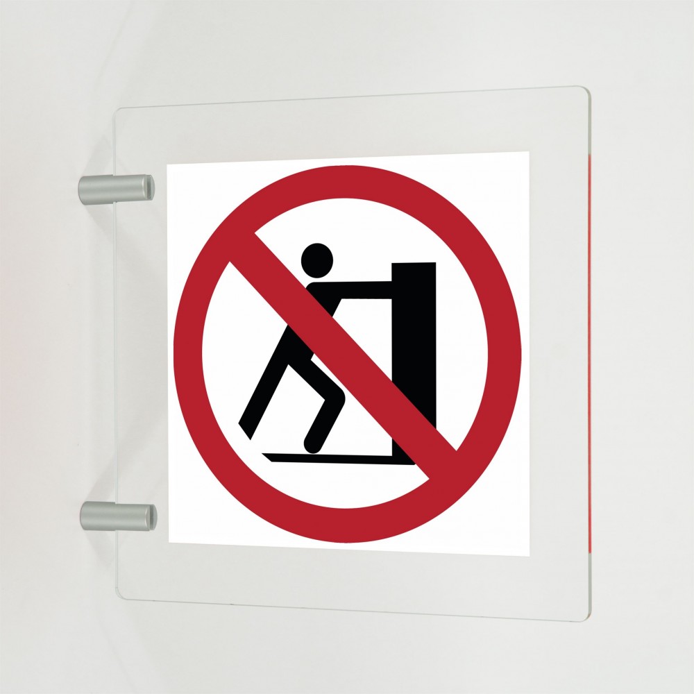 Divieto di spingere in plex trasp a bandiera - P017