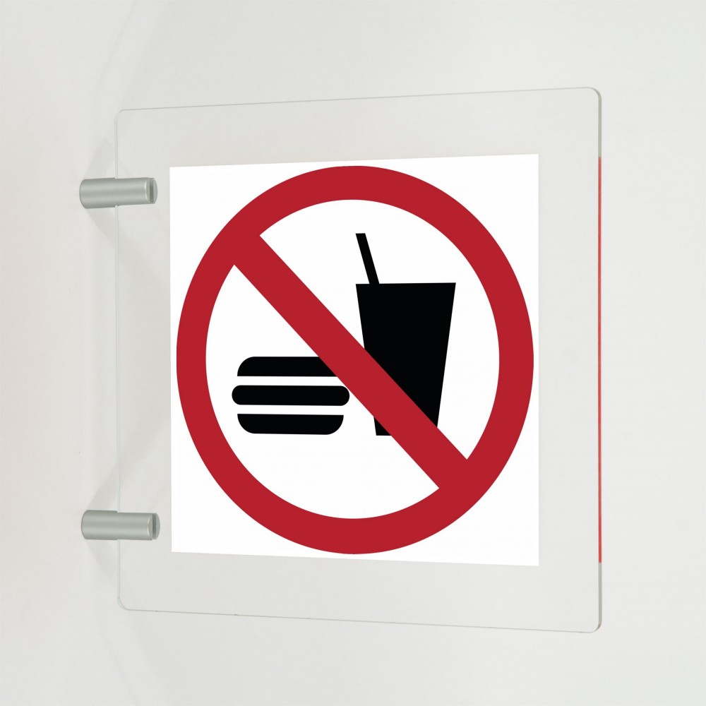 Vietato bere e/o mangiare in plex trasp a bandiera - P022