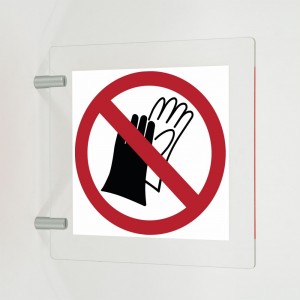 Vietato l'uso di guanti in plex trasp a bandiera - P028